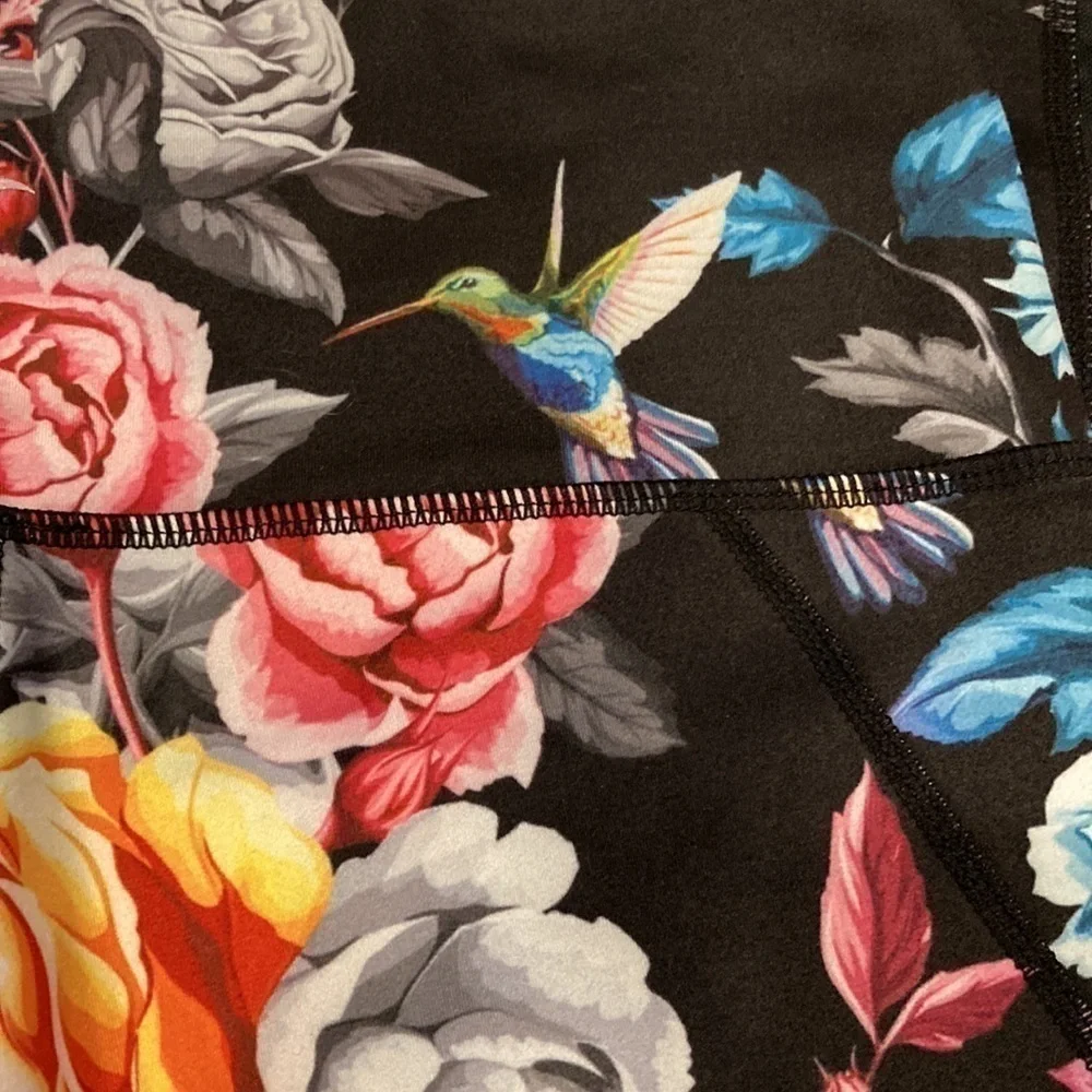 ZYIA Active Dark Floral Mesh Hi Rise Leggings Size 4